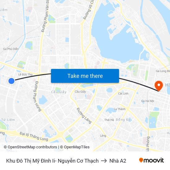 Khu Đô Thị Mỹ Đình Ii- Nguyễn Cơ Thạch to Nhà A2 map