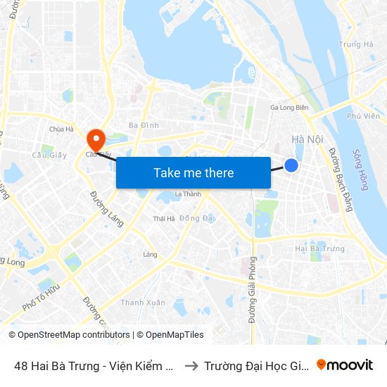 48 Hai Bà Trưng - Viện Kiểm Nghiệm Thuốc Trung Ương to Trường Đại Học Giao Thông Vận Tải map