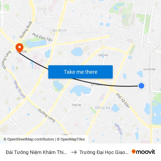 Đài Tưởng Niệm Khâm Thiên - 45 Khâm Thiên to Trường Đại Học Giao Thông Vận Tải map