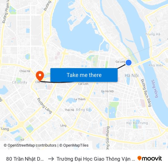 80 Trần Nhật Duật to Trường Đại Học Giao Thông Vận Tải map