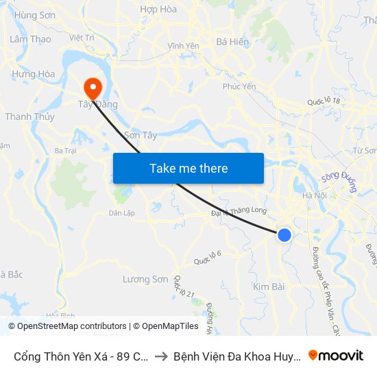 Cổng Thôn Yên Xá - 89 Cầu Bươu to Bệnh Viện Đa Khoa Huyện Ba Vì map