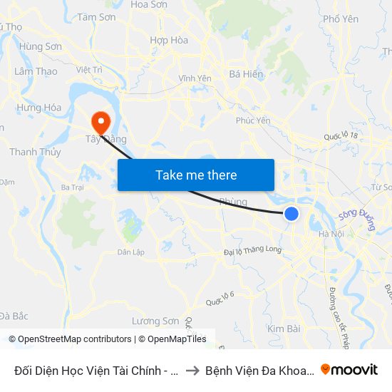 Đối Diện Học Viện Tài Chính - Đường Đức Thắng to Bệnh Viện Đa Khoa Huyện Ba Vì map