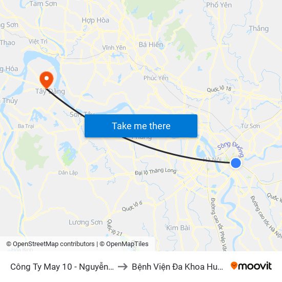 Công Ty May 10 - Nguyễn Văn Linh to Bệnh Viện Đa Khoa Huyện Ba Vì map