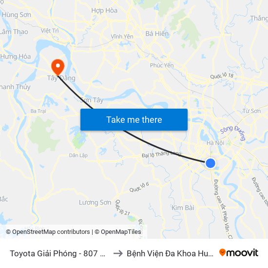 Toyota Giải Phóng - 807 Giải Phóng to Bệnh Viện Đa Khoa Huyện Ba Vì map