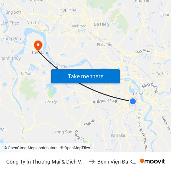 Số 10 Chùa Bộc - Học Viện Ngân Hàng to Bệnh Viện Đa Khoa Huyện Ba Vì map