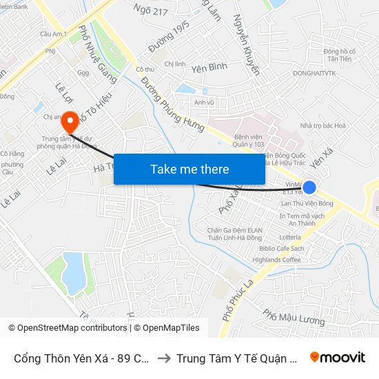 Cổng Thôn Yên Xá - 89 Cầu Bươu to Trung Tâm Y Tế Quận Hà Đông map