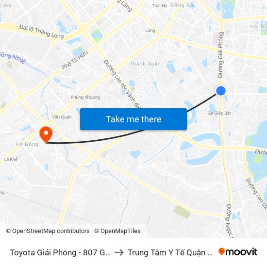 Toyota Giải Phóng - 807 Giải Phóng to Trung Tâm Y Tế Quận Hà Đông map