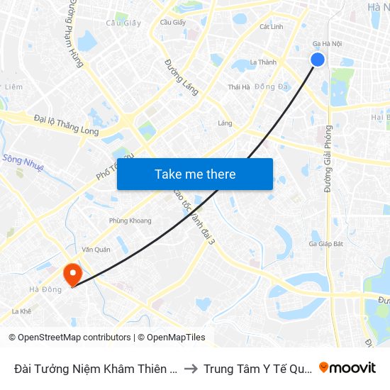 Đài Tưởng Niệm Khâm Thiên - 45 Khâm Thiên to Trung Tâm Y Tế Quận Hà Đông map