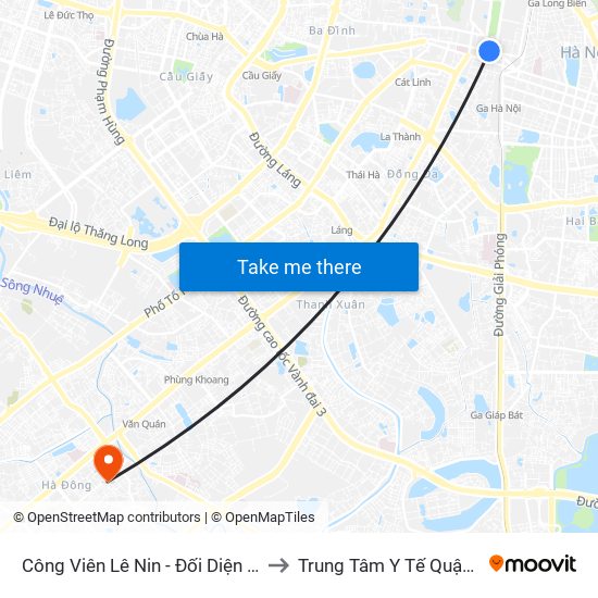 Công Viên Lê Nin - Đối Diện 35 Trần Phú to Trung Tâm Y Tế Quận Hà Đông map