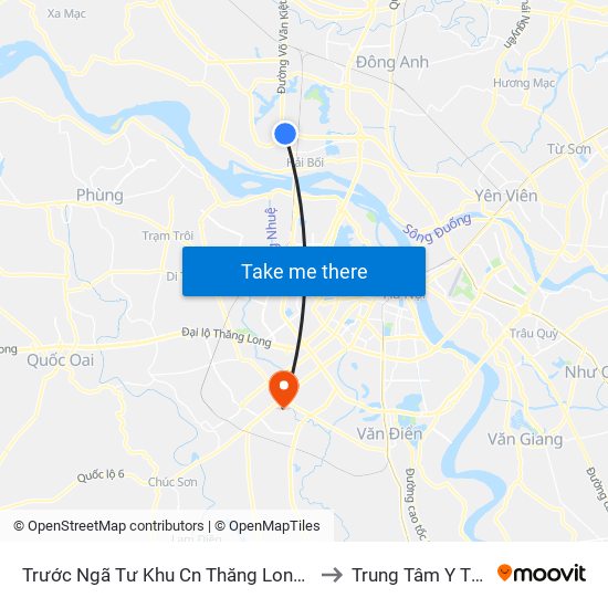 Trước Ngã Tư Khu Cn Thăng Long 100m (Chiều Nội Bài - Hà Nội) to Trung Tâm Y Tế Quận Hà Đông map