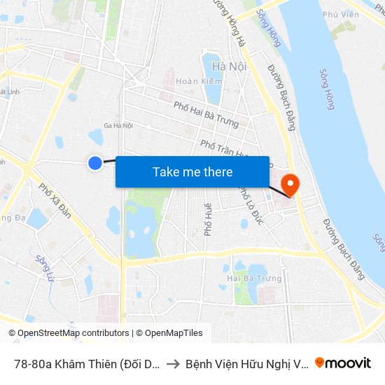 78-80a Khâm Thiên (Đối Diện 71) to Bệnh Viện Hữu Nghị Việt-Xô map