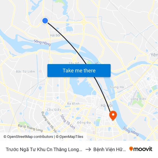 Trước Ngã Tư Khu Cn Thăng Long 100m (Chiều Nội Bài - Hà Nội) to Bệnh Viện Hữu Nghị Việt-Xô map