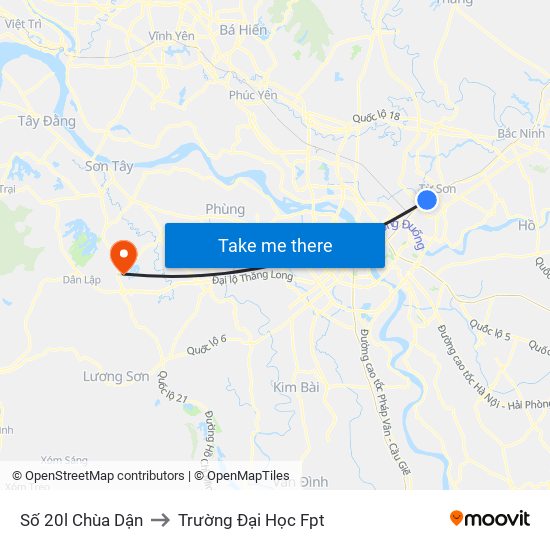 Số 20l Chùa Dận to Trường Đại Học Fpt map