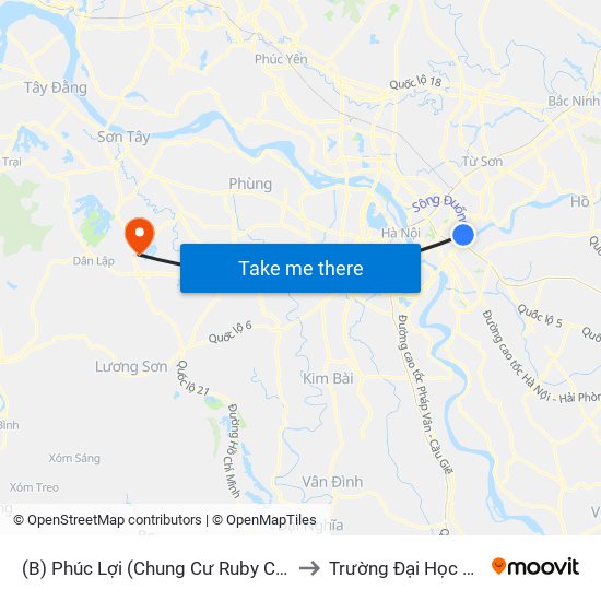 (B) Phúc Lợi (Chung Cư Ruby City) to Trường Đại Học Fpt map