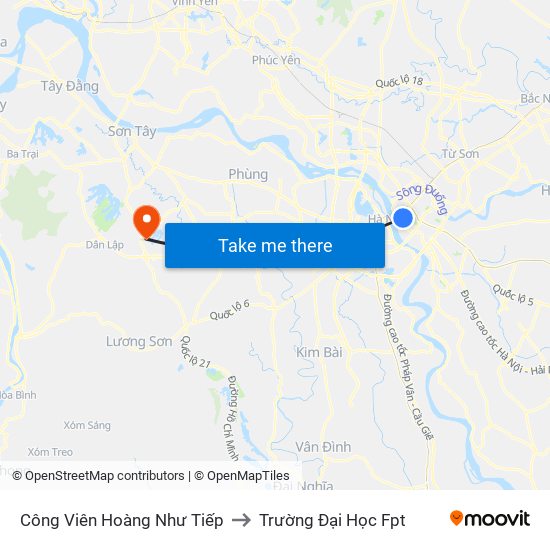 Công Viên Hoàng Như Tiếp to Trường Đại Học Fpt map