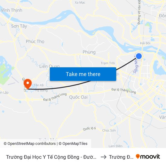 Trường Đại Học Y Tế Cộng Đồng -  Đường Đức Thắng - Phường Đông Ngạc to Trường Đại Học Fpt map