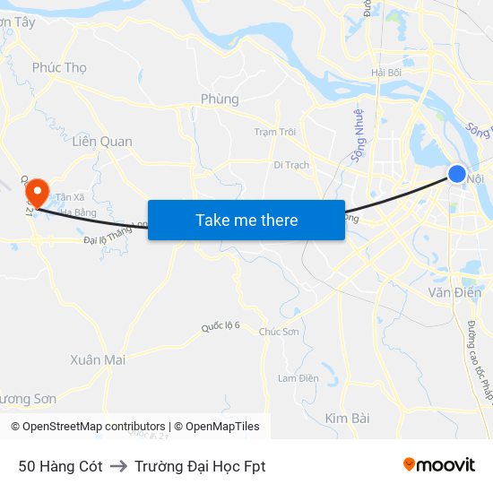 50 Hàng Cót to Trường Đại Học Fpt map