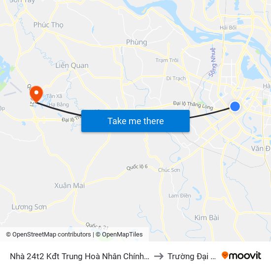 Nhà 24t2 Kđt Trung Hoà Nhân Chính - Hoàng Đạo Thúy to Trường Đại Học Fpt map