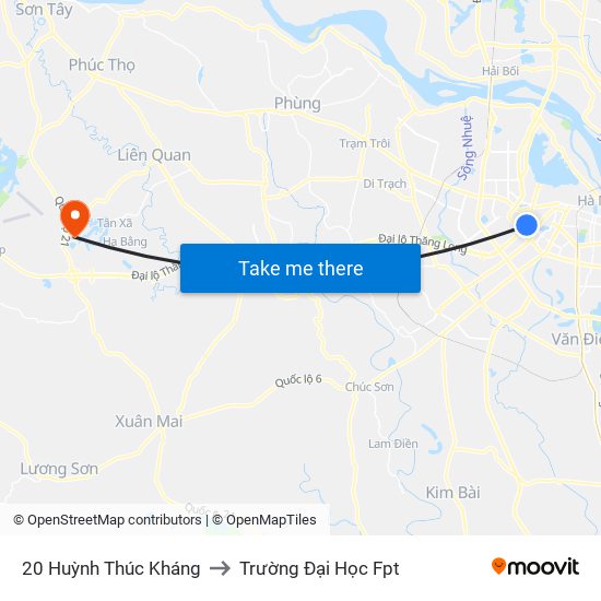 20 Huỳnh Thúc Kháng to Trường Đại Học Fpt map