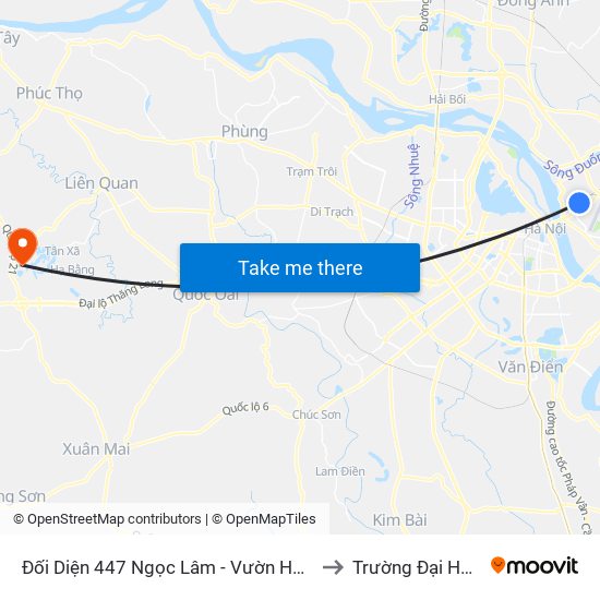 Đối Diện 447 Ngọc Lâm - Vườn Hoa Gia Lâm to Trường Đại Học Fpt map