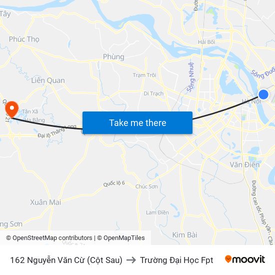 162 Nguyễn Văn Cừ (Cột Sau) to Trường Đại Học Fpt map