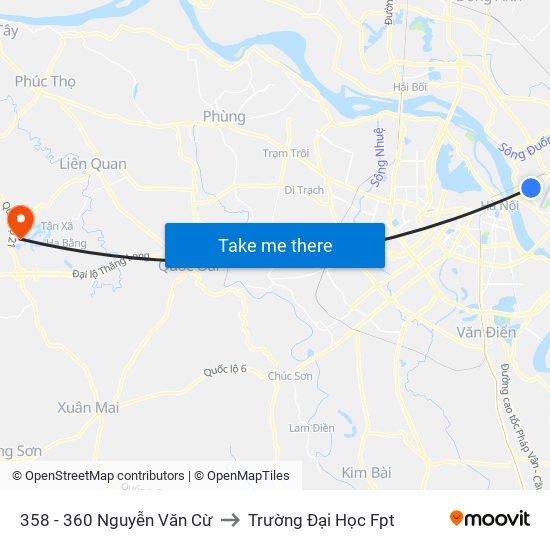 358 - 360 Nguyễn Văn Cừ to Trường Đại Học Fpt map