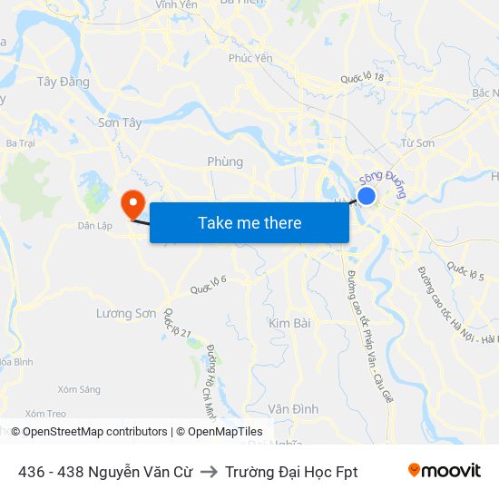 436 - 438 Nguyễn Văn Cừ to Trường Đại Học Fpt map