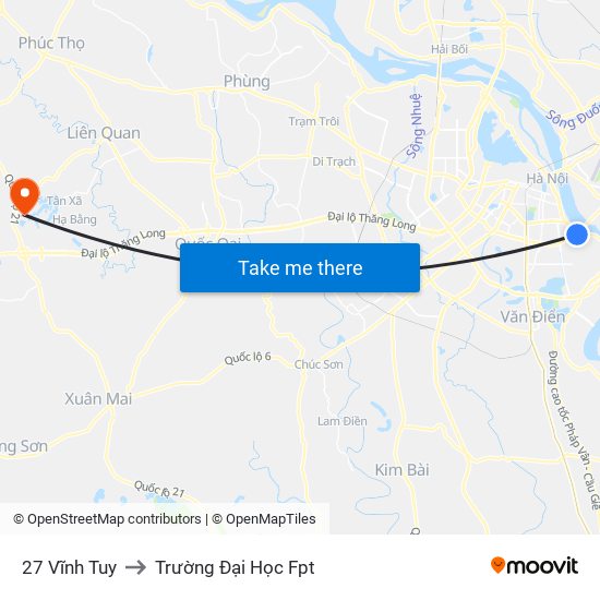 27 Vĩnh Tuy to Trường Đại Học Fpt map