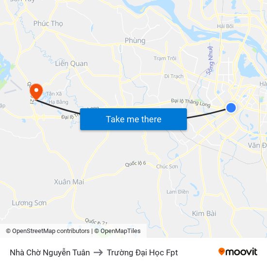 Nhà Chờ Nguyễn Tuân to Trường Đại Học Fpt map