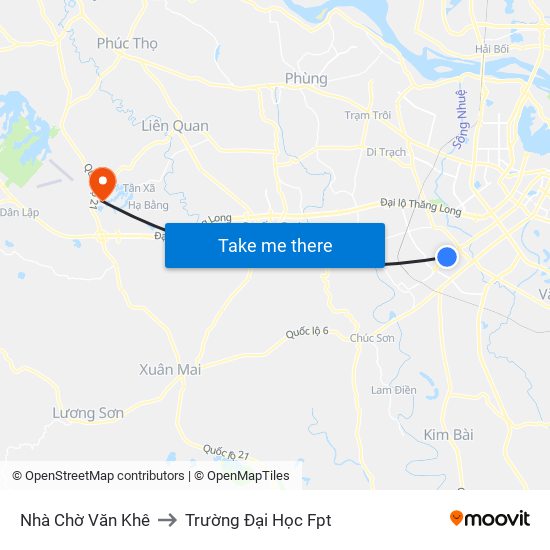 Nhà Chờ Văn Khê to Trường Đại Học Fpt map