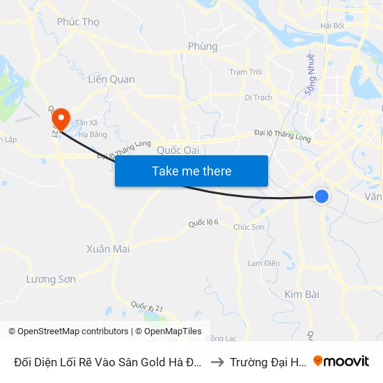 Đối Diện Lối Rẽ Vào Sân Gold Hà Đông - Văn Phú to Trường Đại Học Fpt map