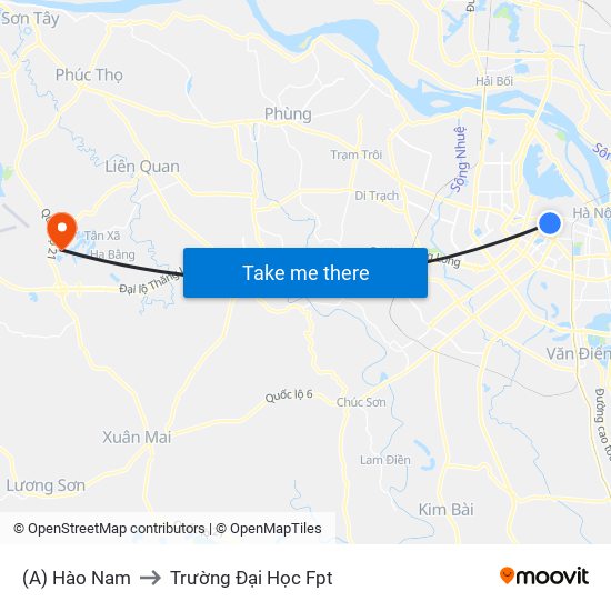 (A) Hào Nam to Trường Đại Học Fpt map