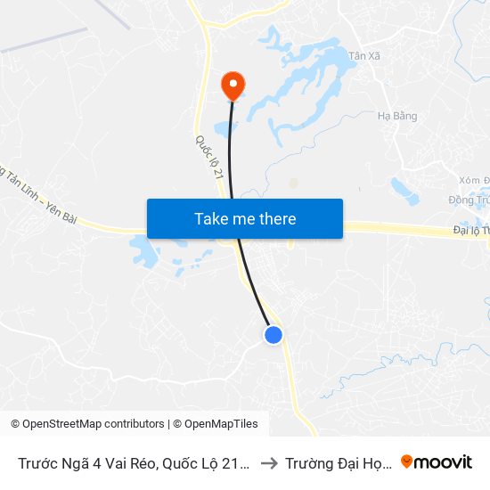 Trước Ngã 4 Vai Réo, Quốc Lộ 21a - Đt446 to Trường Đại Học Fpt map