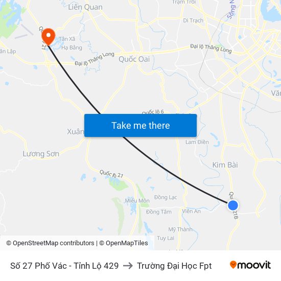 Số 27 Phố Vác - Tỉnh Lộ 429 to Trường Đại Học Fpt map