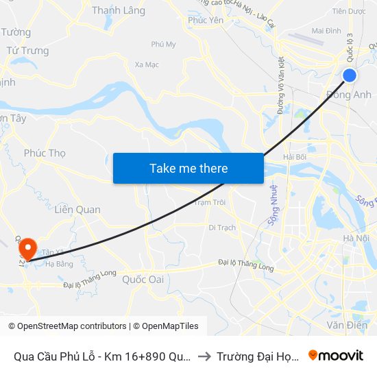 Qua Cầu Phủ Lỗ - Km 16+890 Quốc Lộ 3 to Trường Đại Học Fpt map