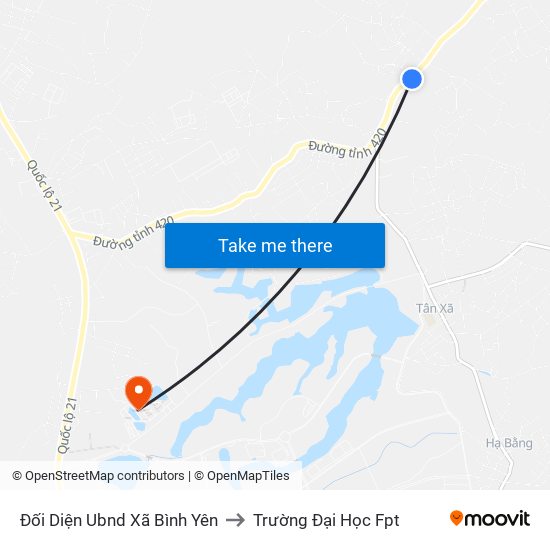 Đối Diện Ubnd Xã Bình Yên to Trường Đại Học Fpt map