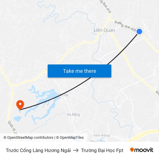 Trước Cổng Làng Hương Ngải to Trường Đại Học Fpt map