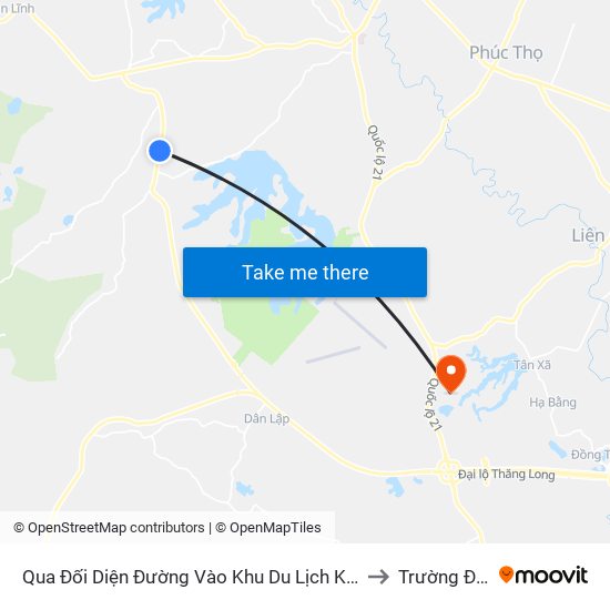 Qua Đối Diện Đường Vào Khu Du Lịch Khoang Sanh, Suối Tiên 50m, Đt87 to Trường Đại Học Fpt map