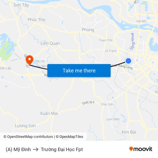(A) Mỹ Đình to Trường Đại Học Fpt map