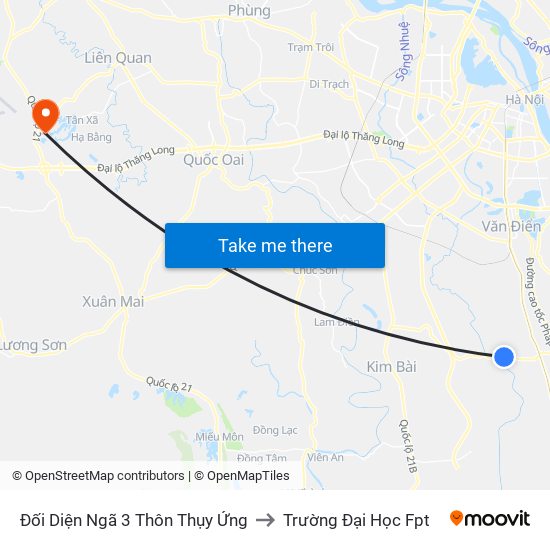 Đối Diện Ngã 3 Thôn Thụy Ứng to Trường Đại Học Fpt map