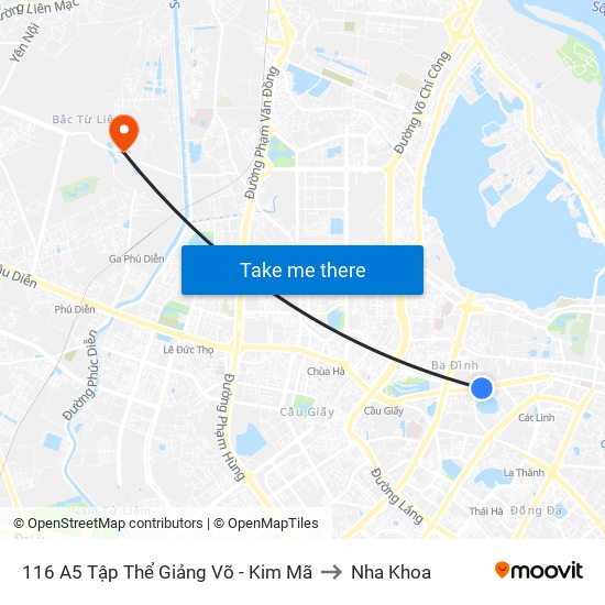 116 A5 Tập Thể Giảng Võ - Kim Mã to Nha Khoa map