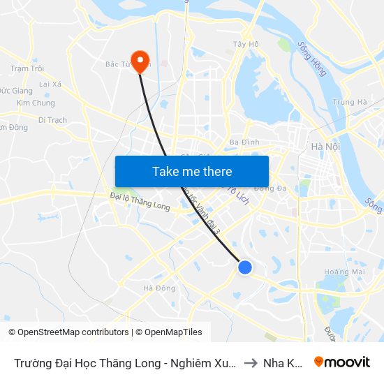 Trường Đại Học Thăng Long - Nghiêm Xuân Yêm to Nha Khoa map