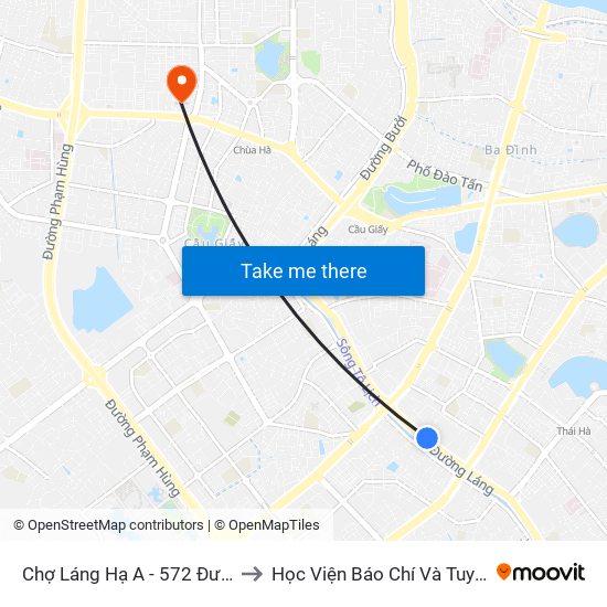 Chợ Láng Hạ A - 572 Đường Láng to Học Viện Báo Chí Và Tuyên Truyền map