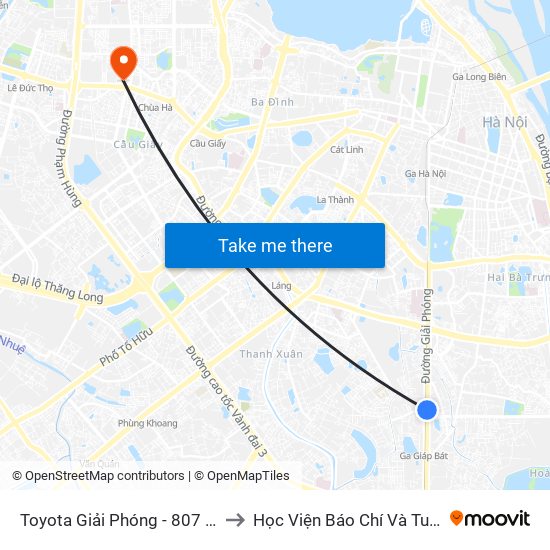 Toyota Giải Phóng - 807 Giải Phóng to Học Viện Báo Chí Và Tuyên Truyền map