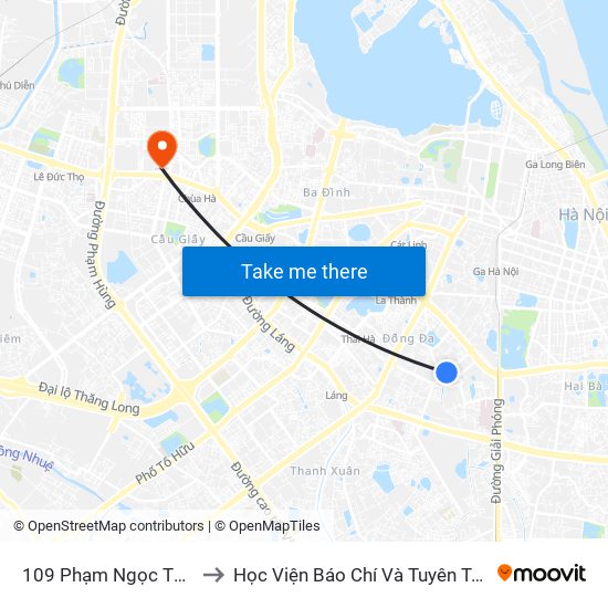 109 Phạm Ngọc Thạch to Học Viện Báo Chí Và Tuyên Truyền map