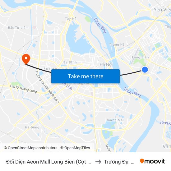 Đối Diện Aeon Mall Long Biên (Cột Điện T4a/2a-B Đường Cổ Linh) to Trường Đại Học Hòa Bình map
