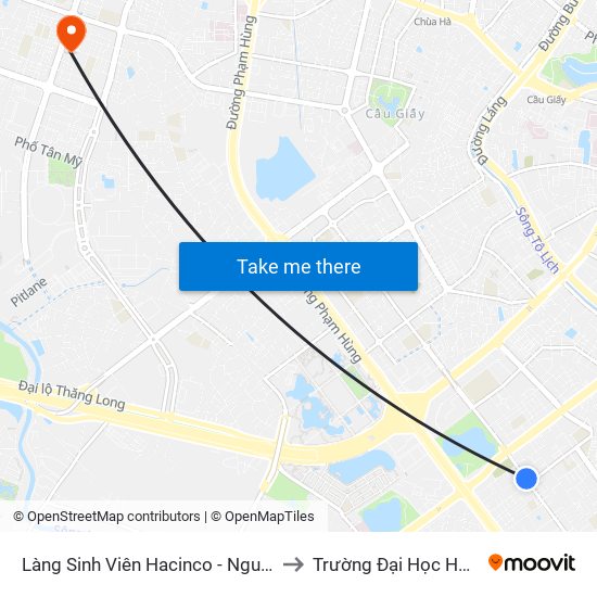 Làng Sinh Viên Hacinco - Nguyễn Tuân to Trường Đại Học Hòa Bình map