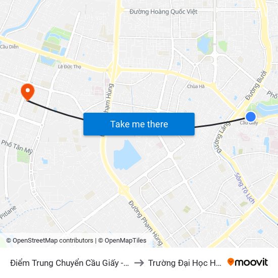 Điểm Trung Chuyển Cầu Giấy - Thủ Lệ 02 to Trường Đại Học Hòa Bình map