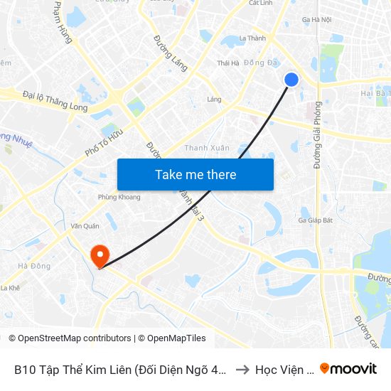 B10 Tập Thể Kim Liên (Đối Diện Ngõ 46b Phạm Ngọc Thạch) to Học Viện Quân Y map