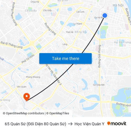 65 Quán Sứ (Đối Diện 80 Quán Sứ) to Học Viện Quân Y map